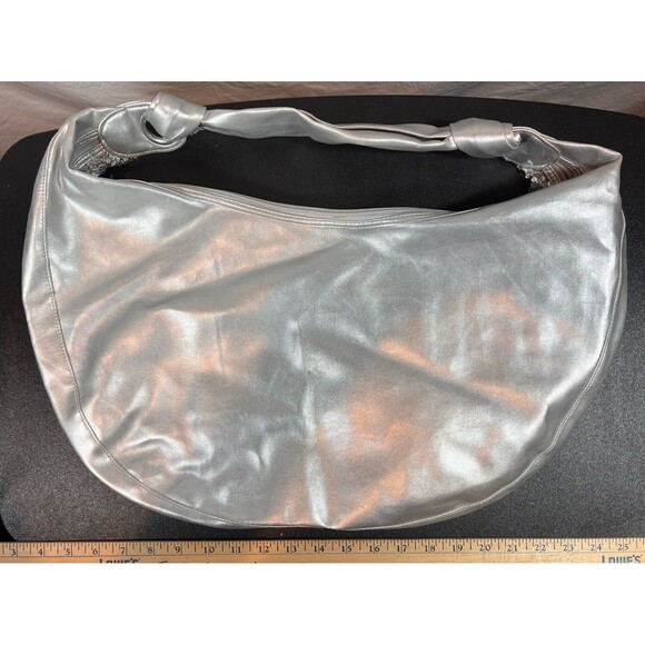 Mickey Mouse Silver Sequin Handbag Purse Bag Pink Lining - Picture 2 of 3